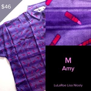 LuLaRoe Amy Button Front Blouse Size M, NWT